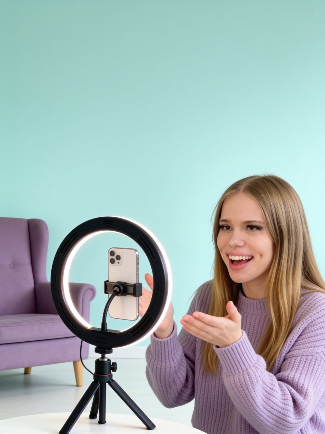 Eva filmt ein kurzes Video mit dem Handy